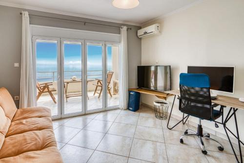 Mastichochoria Apartment | Komi Shoreline Blue Window