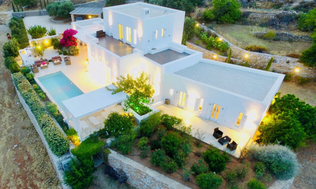 Kostos Villa | Luxury villa with pool in the middle of an olive grove and dream view of the sea