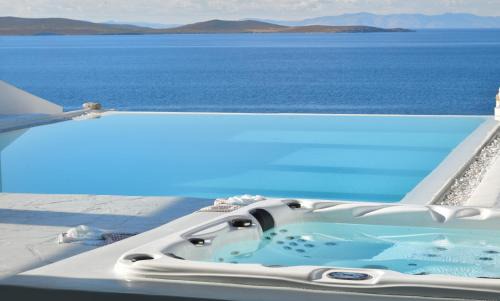 Agios Ioannis Villa | Mykonos Sea&Sunset view villa pool-hot tub by Calypso Sunset Villas