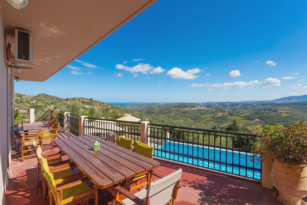 Vlachiana Villa | Villa Zeus: Large Private Pool, Sea Views, A/C, WiFi