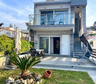 Kato Stalos Villa | Beachfront Agia Marina Seafront Resort - Penthouse & Garden, Sleeps 9