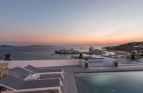 Tourlos Villa | My Rental Homes - Villa Oscar in luxury complex, with shared pool, sea view