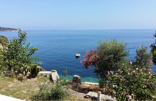 Gaios Villa | Paxos Sunrise Villa ,birds eye view, access to a small secluded beach