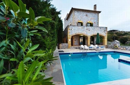 Lefktron Villa | SOFIA, Luxury Stone Villa in Stoupa with Private Pool, BBQ and Amazing Sea View