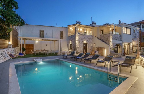 Filaki Villa | Villa Angelo, a 4-Bedroom Stone Retreat with Pool & Billiards.