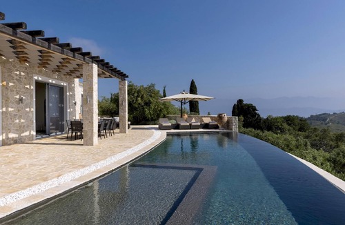 Petaleia Villa | Villa Kassopei with panoramic view of Corfu's coastline