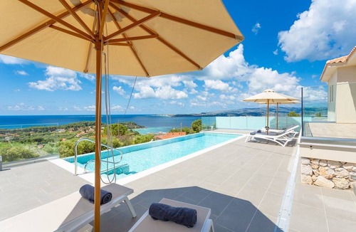 Lassi Villa | Villa Lassi Illios: Large Private Pool, Walk to Beach, Sea Views, A/C, WiFi