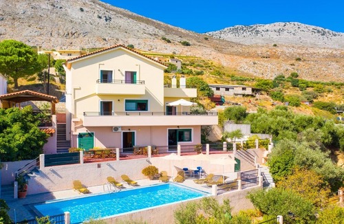 Vlachiana Villa | Villa Zeus: Large Private Pool, Sea Views, A/C, WiFi