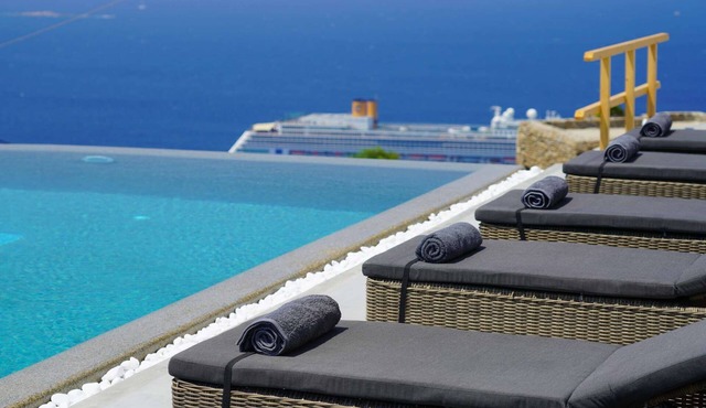 Aether Mykonos 5BR Villa with Port & Town Views