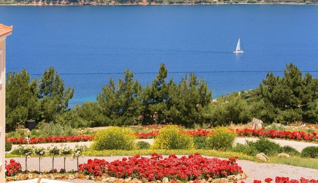 Beautiful apartment for 4 guests with pool, WIFI, A/C, TV, balcony, panoramic view and parking in Samos