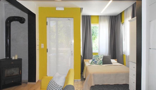 Modern house with garden and bathroom TV in front of the Venetial Walls