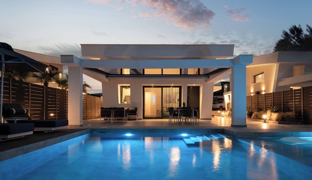 Modern villa with a heated private pool in the heart of Sarti, Halkidiki in Sarti