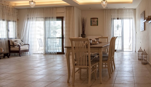 The Beachfront apartment is part of the Villa Omega complex at Lygaria Beach. En