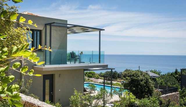 Villa Blue Sea, perched above the southern coastline with breathtaking sea views in Skala