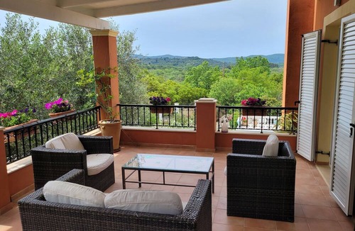 Poulades Villa | Stunning 4-bed villa in central Corfu with beautiful hill views and large s/pool
