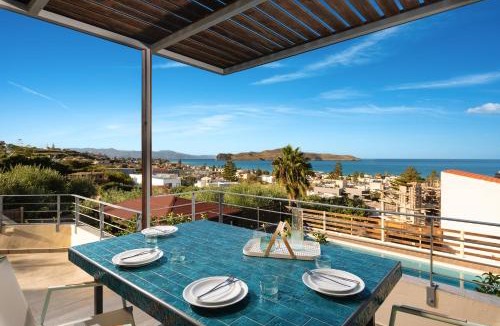 Kato Stalos Villa | Seaview Garden Villa - Heated Pool & Sauna