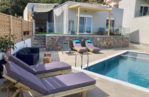 Koutsounari Villa | Zax sea view villas 4-Villa heated Pool Complex