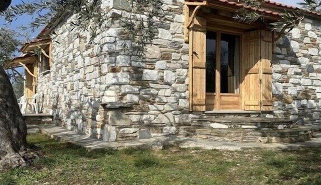Stone house in an olive grove right by the sea in Afyssos